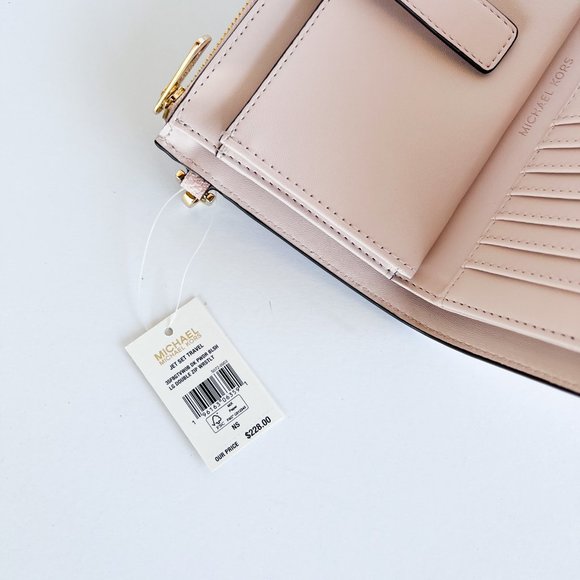 Michael Kors Jet Set Travel Large Double Zip Phone Wristlet MK Dark Powder Blush - Picture 9 of 9